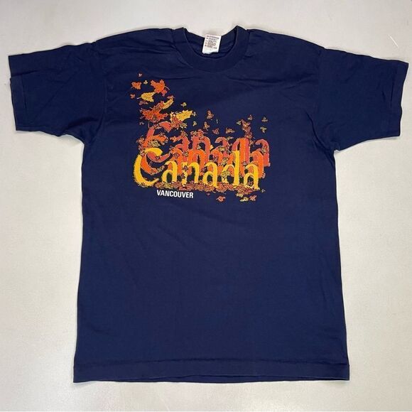 VINTAGE Canada Vancouver Graphic T-shirt Men Large 90s Single Stitch - Picture 1 of 7